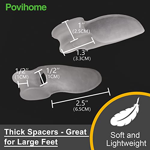 Povihome 8 Pack Bunion Cushions & Gel Toe Separators, 1/2" Thick, Clear