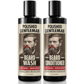 Polished Gentleman Beard Wash and Conditioner Set - Softens and Strengthens - Beard Shampoo with Growth Oil - Moisturizer & Beard Thickener - Tea Tree Unscented - Paraben-Free & Sulfate-Free (4oz)