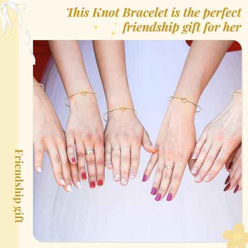 DEEKA 12 Pcs Bridesmaid Proposal Gifts, Pearl Hair Claw Clips & Bridesmaid Knot Bracelet Bachelorette Party Wedding Favors Bridal Party Present Hair Accessories for Women(Gold Bracelets)