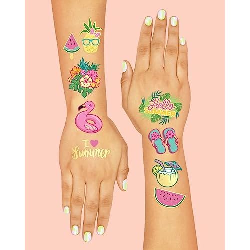 xo, Fetti Summer Pool Party Temporary Tattoos - Glitter styles | Birthday Party Supplies, Beach Party Favors + Tropical Decor