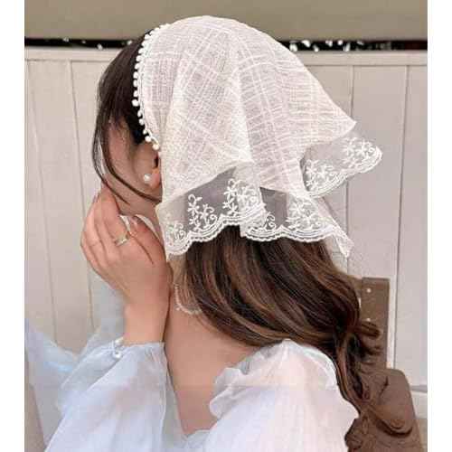 Huachi White Bandanas Head Scarf Headband for Women¡¯s Hair - Lace Hair Scarf Bandana Headband - Cute Stylish Head Kerchief Summer Accessories