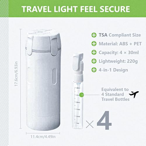 4-in-1 Travel Dispenser Bottles – Leak Proof TSA Compliant