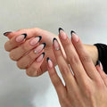 Black French Tip Press On Nails Medium Almond 24Pcs