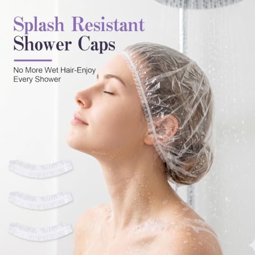 150 Pack Disposable Shower Caps - Waterproof Clear Elastic