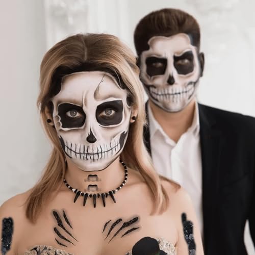 Halloween Skeleton Face Tattoo Stickers - Zombie Makeup Kit