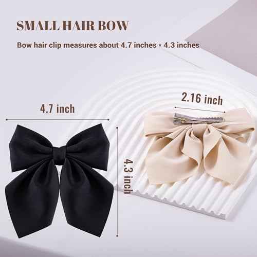8 Pcs Hair Bows for Women Short Tail Bow Hair Clips Small Alligator Barrettes Cute Accessories for Girls(Black/Khaki)