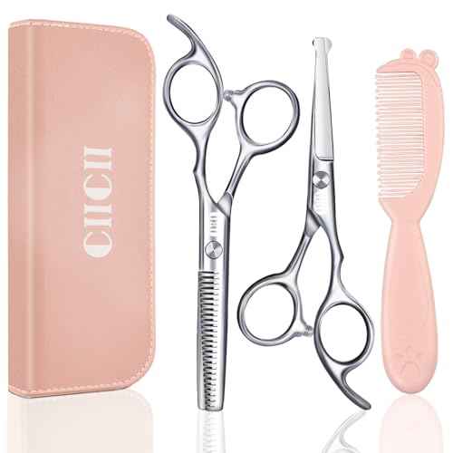 CIICII Kids Hair Cutting Scissors Shears Kit, Safety Round Tip Barber Haircut Scissors Set (Hair Trimming Hairdressing Haircutting Thinning Shears) for Baby Toddler Children, Hairdresser Home Salon