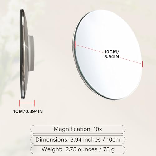 10X Magnetic Magnifying Mirror for Makeup & Grooming - Small 4x4 Inch Vanity Mirror