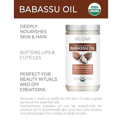velona Babassu Oil USDA Certified Organic - 64 Fl Oz | 100% Pure and Natural Carrier Oil | Refined, Cold Pressed | Face, Hair, Body & Skin Care and Cooking | Use Today - Enjoy Results