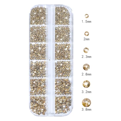Champagne Gold Nail Rhinestones Kit - 3D Flatback Crystal Gems & Tools