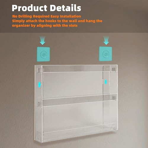 Transparent Nail Polish Organizer - 3-Tier Acrylic Nail Polish Rack, Wall-Mounted Sunglass Organizer, Essential Oils Storage Shelf (3 Tiers)