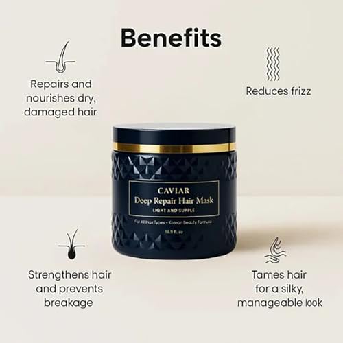 Korean Caviar Hair Mask - Deep Repair for Dry Damaged Hair, 500ml