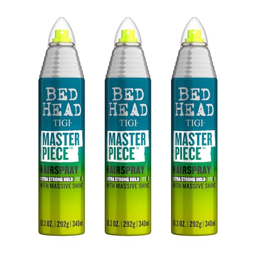 TIGI Bed Head Masterpiece Hairspray 3-Pack ? Extra Strong Hold Hairspray, Frizz Control + Shine, Tropical Scent, 10.3 Oz Ea