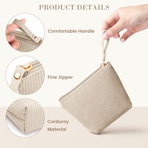 MAGEFY Mini Corduroy Makeup Bag for Women - Travel Essentials