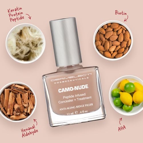 Dermelect Camo-Nude Keratin Nail Concealer & Ridge Filler Base Coat, 0.4 oz