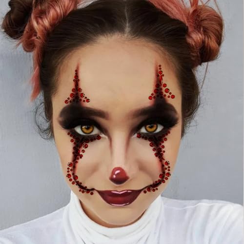 Halloween Face Gems Rhinestone Tattoo Stickers for Festival