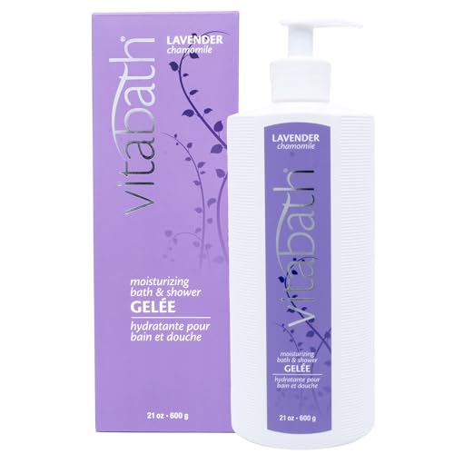 Vitabath Lavender Chamomile Moisturizing Bath & Shower Gel Wash Calming & Hydrating Botanical Skin-Softening Skincare, Body Cleanser & Foaming Gelee - 21 oz