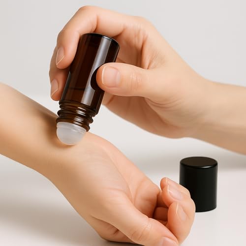 4-Pack 50ml Amber Glass Roller Bottles - Refillable & Leak-Proof