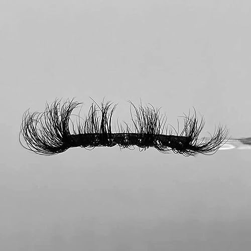 Fluffy Mink Lashes Strip with Russsian Volume, D Curl False Eyelashes Natural Look Effect, Cruelty-Free 18 mm for Women Makeup 1 Pair