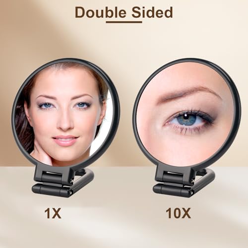 10X Magnifying Mirror with 1X Normal Side, Handheld Makeup Mirror