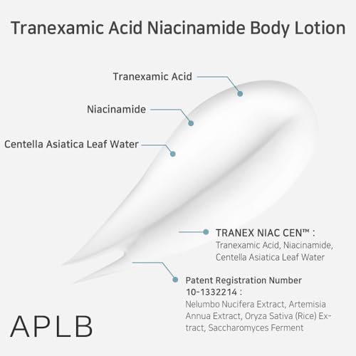 APLB Tranexamic Acid Niacinamide Body Lotion | TRANEX NIAC CEN¢â 16.0% 10.14 FL.OZ/Korean Skincare, Long lasting hydration, Blemish Care, Helps with skin discoloration