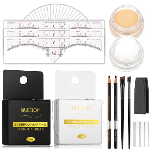 Professional Eyebrow Mapping Kit – 62 Pcs with Ruler Stencils & Tools