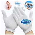 Soft White Cotton Moisturizing Gloves for Eczema & SPA Care - 12 Pairs