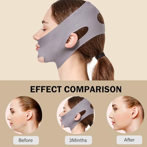 MASIKA Grey Chin Strap for Sleeping V-Line Face Lifter, Double Chin Shaper