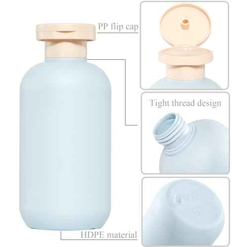 Qeuly Squeeze Bottles with Pump Dispenser and Flip Cap, 6.8 oz Refillable Travel Containers for Toiletries, Plastic Travel Shampoo and Conditioner Bottles (Green 200)