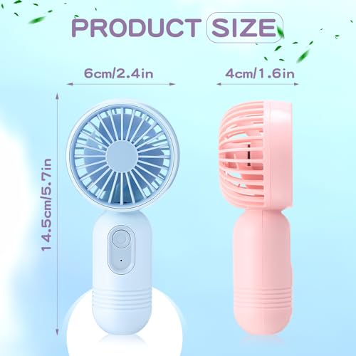 Rossesay 6Pcs Mini Portable USB Fan, 3-Speed, Blue Pink Purple Bundle