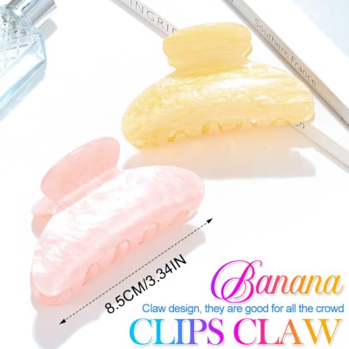 CAKURE Acrylic Claw Hair Clips for Women - Pink & Champagne, 3.3 Inch