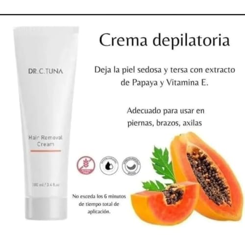 FARMASi Dr. C. Tuna Hair Removal Cream, Gentle Depilatory Cream for Women and Men, Soothing Formula with Papaya Extract for Body Legs Arms and Underarms, Suitable for Sensitive Skin, 3.4 fl oz