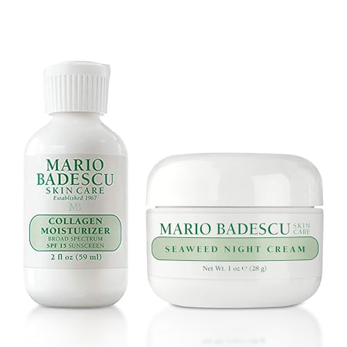 Mario Badescu Day to Night Skincare Bundle ? Collagen Face Moisturizer with SPF 15 & Seaweed Night Cream ? Hydrating Lotion with Sunscreen for Face & Oil-Free Cream for Restored, Smooth Skin