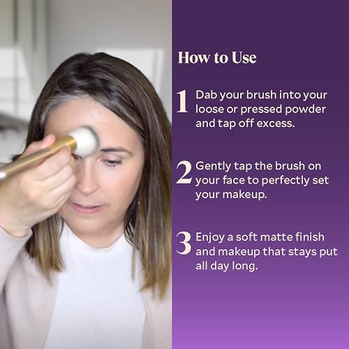 Fi?ra Finishing Powder Brush - Custom Facial Brush for Loose Powder - Quick & Easy Application - Lightweight & Easy to Clean - Pairs Perfectly with Fi?ra HD Matte Finishing Powder