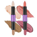 CCbeauty 2pcs 2-IN-1 Shimmer Contour Highlighter Stick with Blush,Cream Dual-End Highlight Bronzer Concealer & Blusher for Cheeks & Lip, Long Lasting Contouring for Face Shaping Makeup, Light-Medium