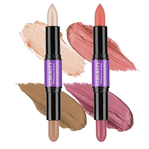 CCbeauty 2-in-1 Contour & Highlighter Stick Duo with Blush