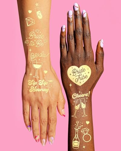 Gold Bachelorette Temporary Tattoos, 54 Metallic Party Favors