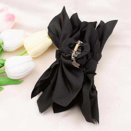 hadutrek Hair Clips Claw Clip 1PCS Big Hair Bows for Women Flower Claw Clips for Women Black Butterfly Hair Clips for Styling Large Hair Clips for Thick Hair for Girls Hair Accessories