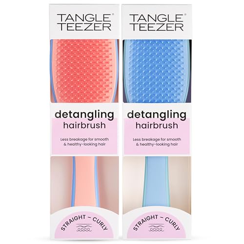 Tangle Teezer Ultimate Detangler Brush Duo, Dry & Wet Hair Brush, Eliminates Knots & Reduces Breakage for All Hair Types, Apricot Blaze and Denim Blues