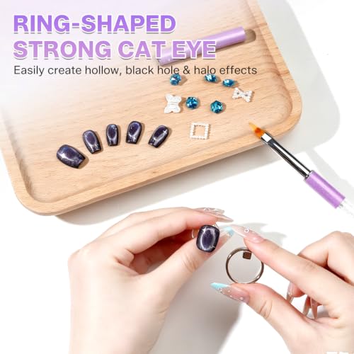 Cat Eye Nail Magnet Set with Storage Case - 8PCS Nail Art Tools for Gel Polish