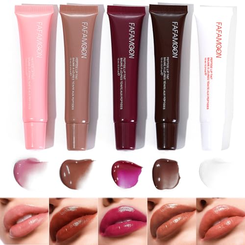 Fafamoon Peptide Lip Gloss Set - 5 Colors, Non-Sticky & Hydrating