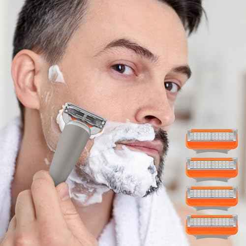 24 Pack Razor Blade Refills Compatible with Fusion 5 Razor ? 5-Layer Precision Anti-Friction Blades for Manual Wet Shaving ? Pivoting Head Design for Smooth, Close & Comfortable Shave (24)