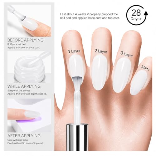 SASSYTIP Milky White Gel Nail Polish for DIY Manicure & Salon Use