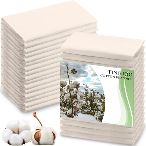 Tingjoo White Organic Cotton Flannel Pack for Castor Oil Wraps - 30 Pieces
