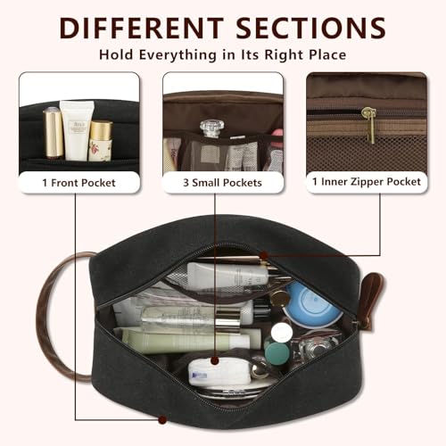 Personalized Toiletry Bag for Men - Canvas & Leather Dopp Kit