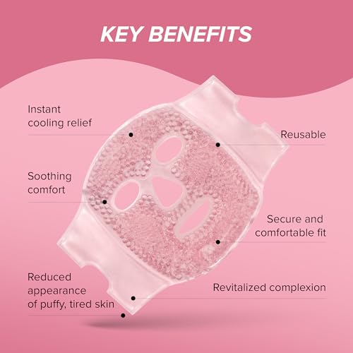 SKIN GYM CryoChill Ice Beaded Face Mask, Reusable Cooling Gel Bead Mask for Puffiness and Headache Relief