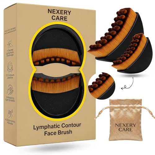 2 Pack Lymphatic Contour Face Brush Set for Sculpting & Drainage