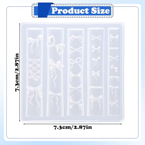 Bowknot Silicone Nail Molds - 25-Piece Reusable 3D Bow Nail Art Mold for Gel, Resin & UV