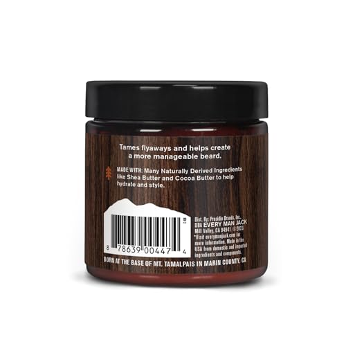 Every Man Jack Beard Butter- Aged Bourbon Fragrance - Hydrates and Styles Dry, Unruly Beards While Relieving Itch - Naturally Derived with Shea Butter and Coconut Oil - 4-ounce (2 Pack)