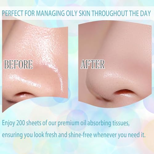 Oil Blotting Sheets for Oily Skin - 200 Sheets, Natural Face Absorbing Paper, Unisex, Compact for Travel & Daily Use